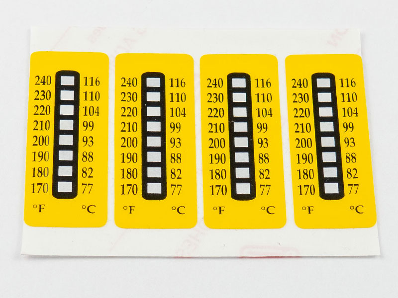 Irreversible Temperaturmessskala, unausgelöst, ausgelöst