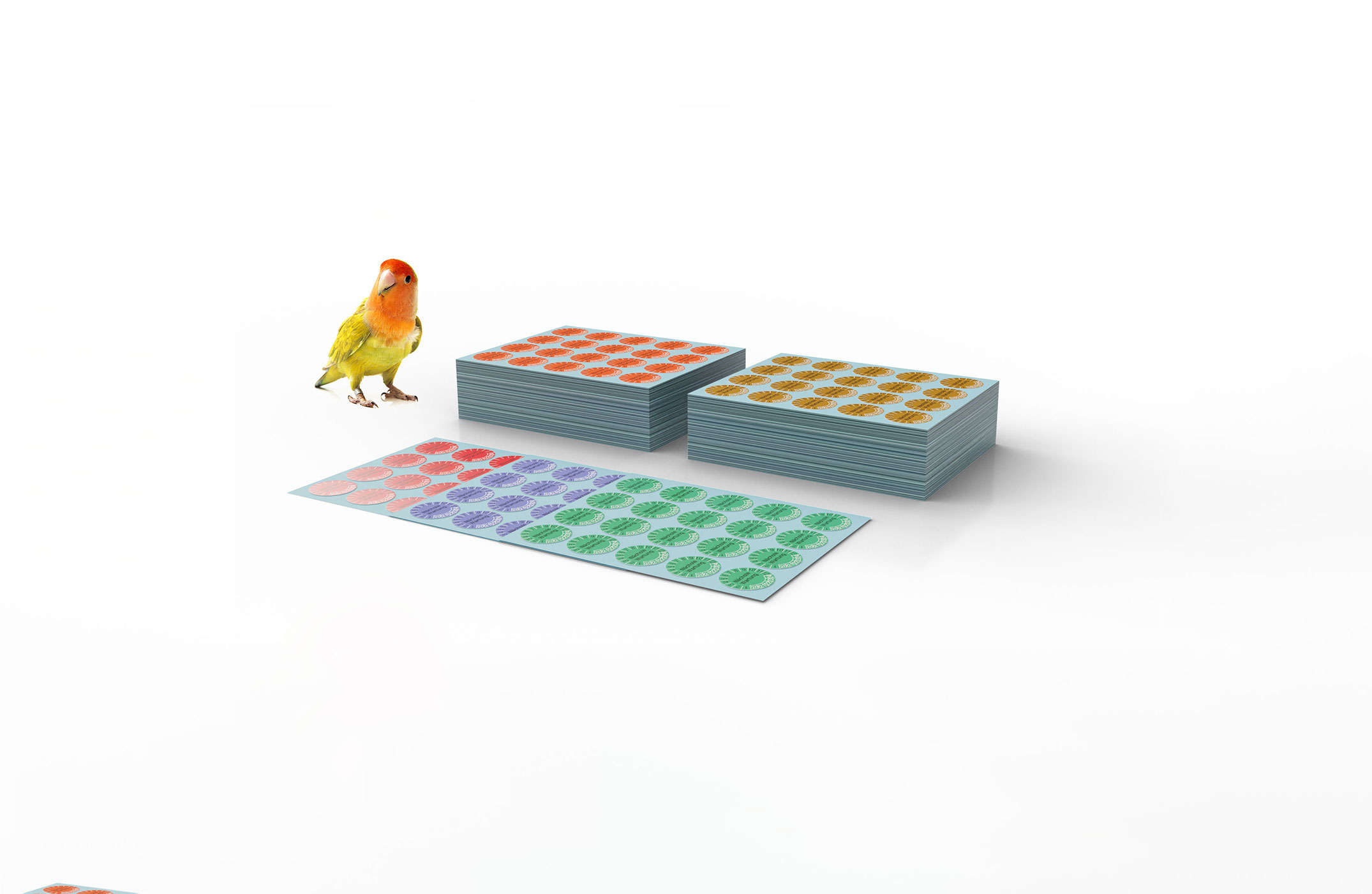 Verschiedene Bögen mit Prüfplaketten