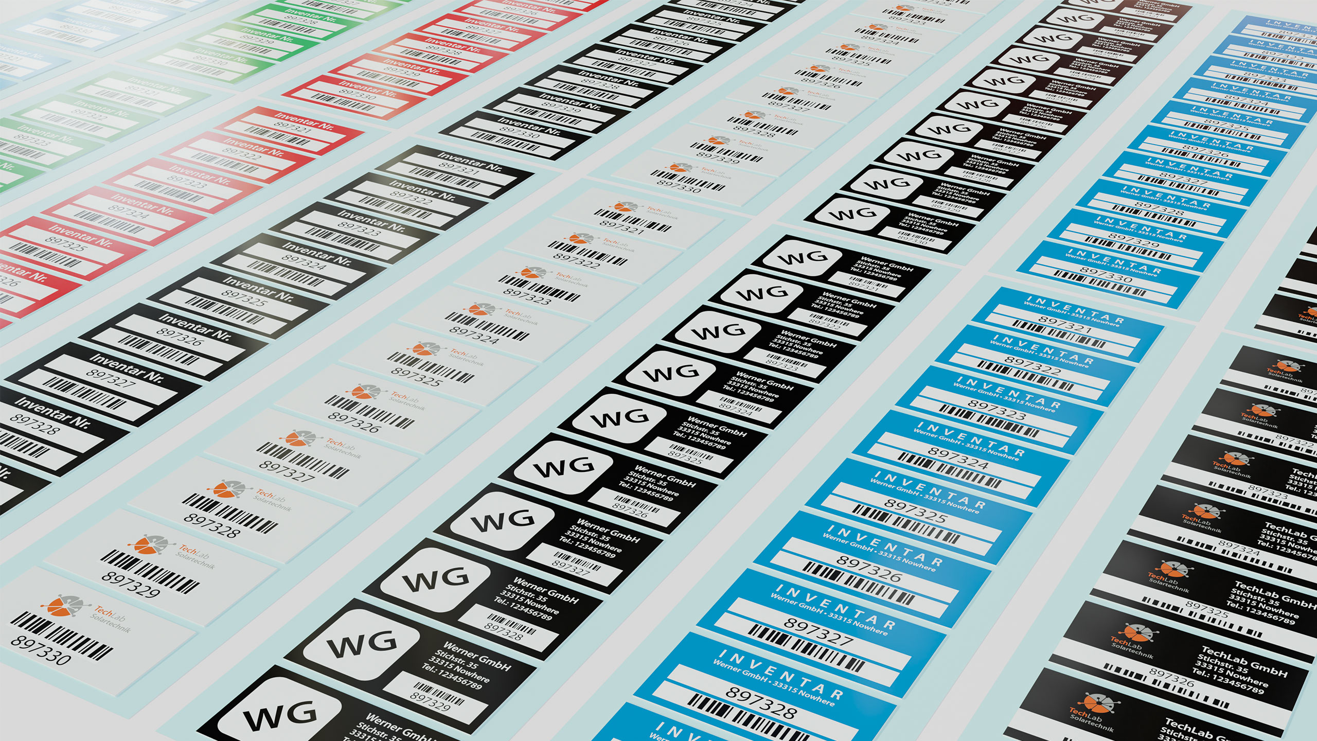 Inventaretiketten und -aufkleber vorbedruckt