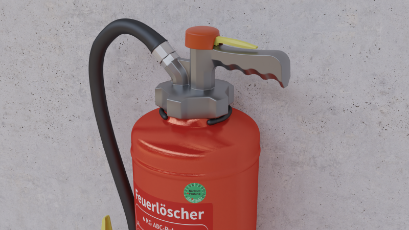 Feuerlöscher mit Prüfplakette