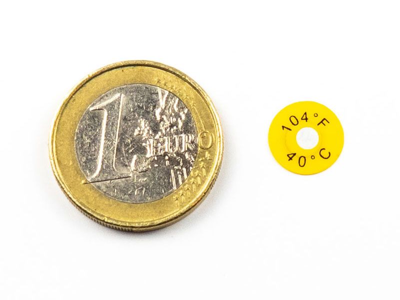 Irreversible Temperaturmesspunkte, Größenvergleich mit einer 1€-Münze